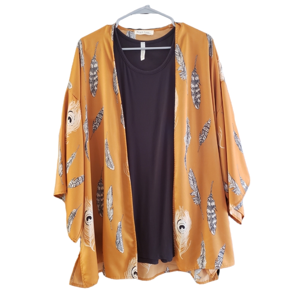 Peach Love Golden Yellow Feather Top